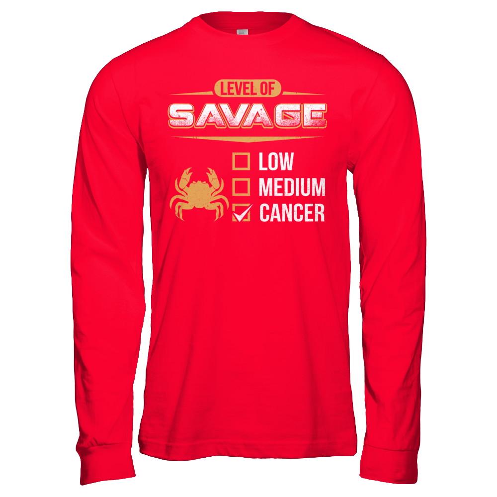 Level Of Savage Cancer-T-Shirt & Hoodie-Long Sleeve T-Shirt-Red