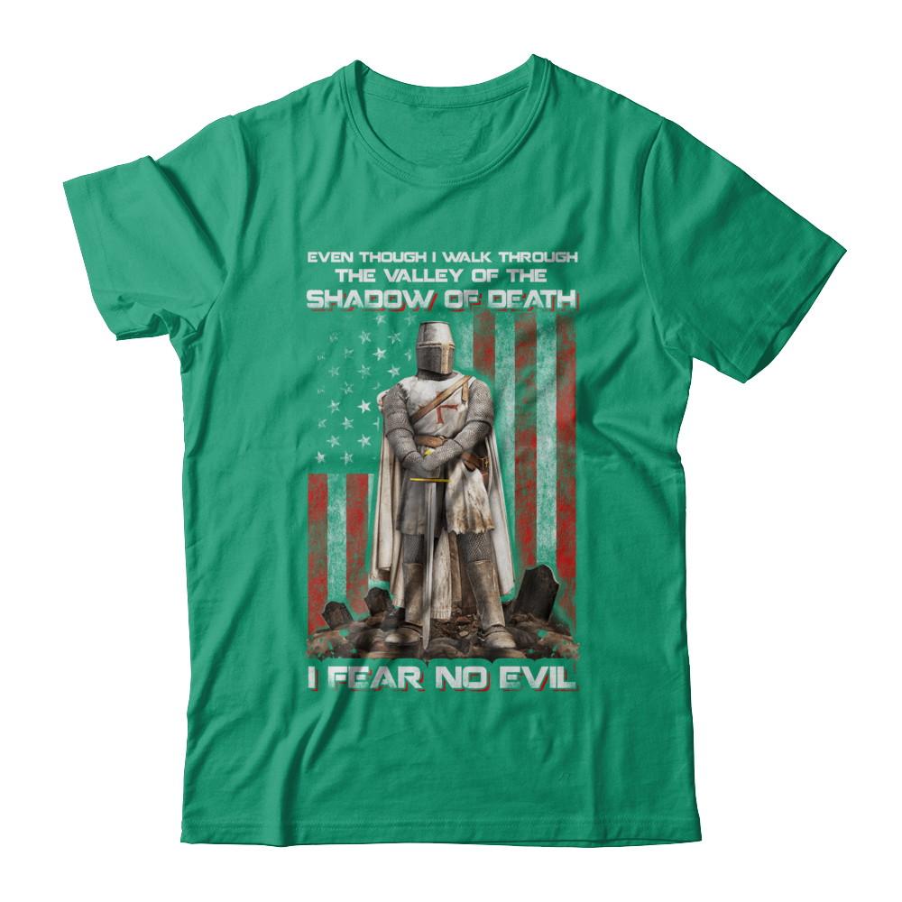 Knight Templar I Walk Through Shadow Of Death I Fear No Evil-T-Shirt & Hoodie-Classic T-Shirt-Kelly Green