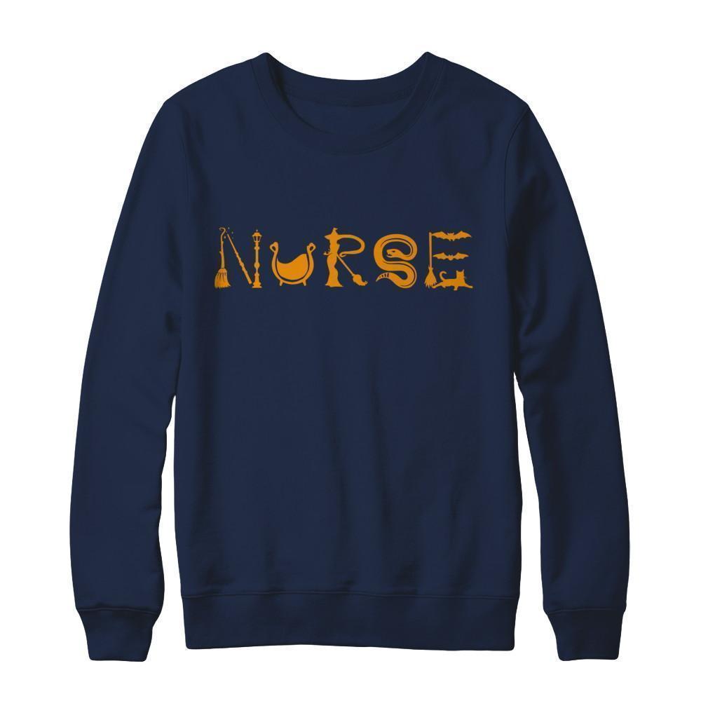 Funny Nurse Halloween-T-Shirt & Sweatshirt-Crewneck Sweatshirt-Navy