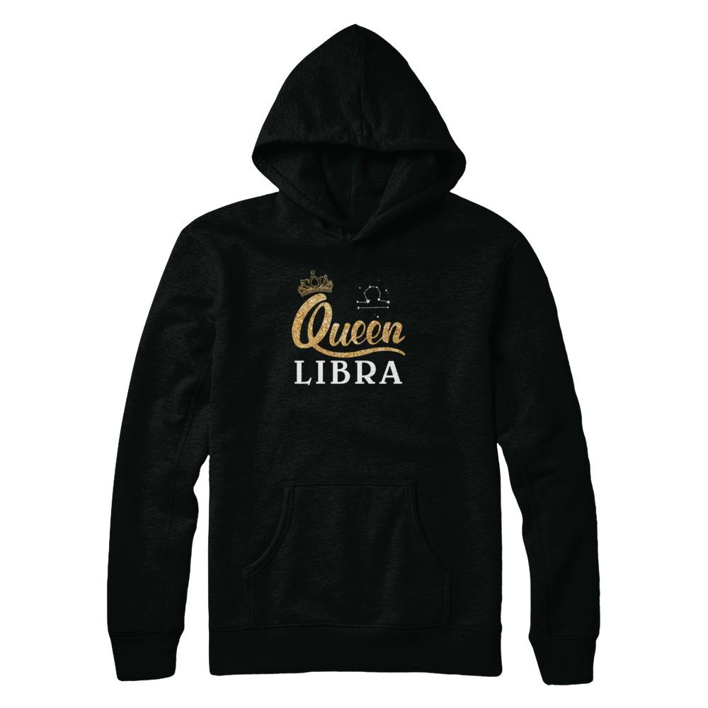 Queen Libra Zodiac September October Birthday Gift-T-Shirt & Tank Top-Pullover Hoodie-Black