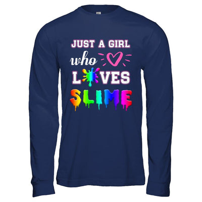 Just A Girl Who Loves Slime-T-Shirt & Hoodie-Long Sleeve T-Shirt-Navy