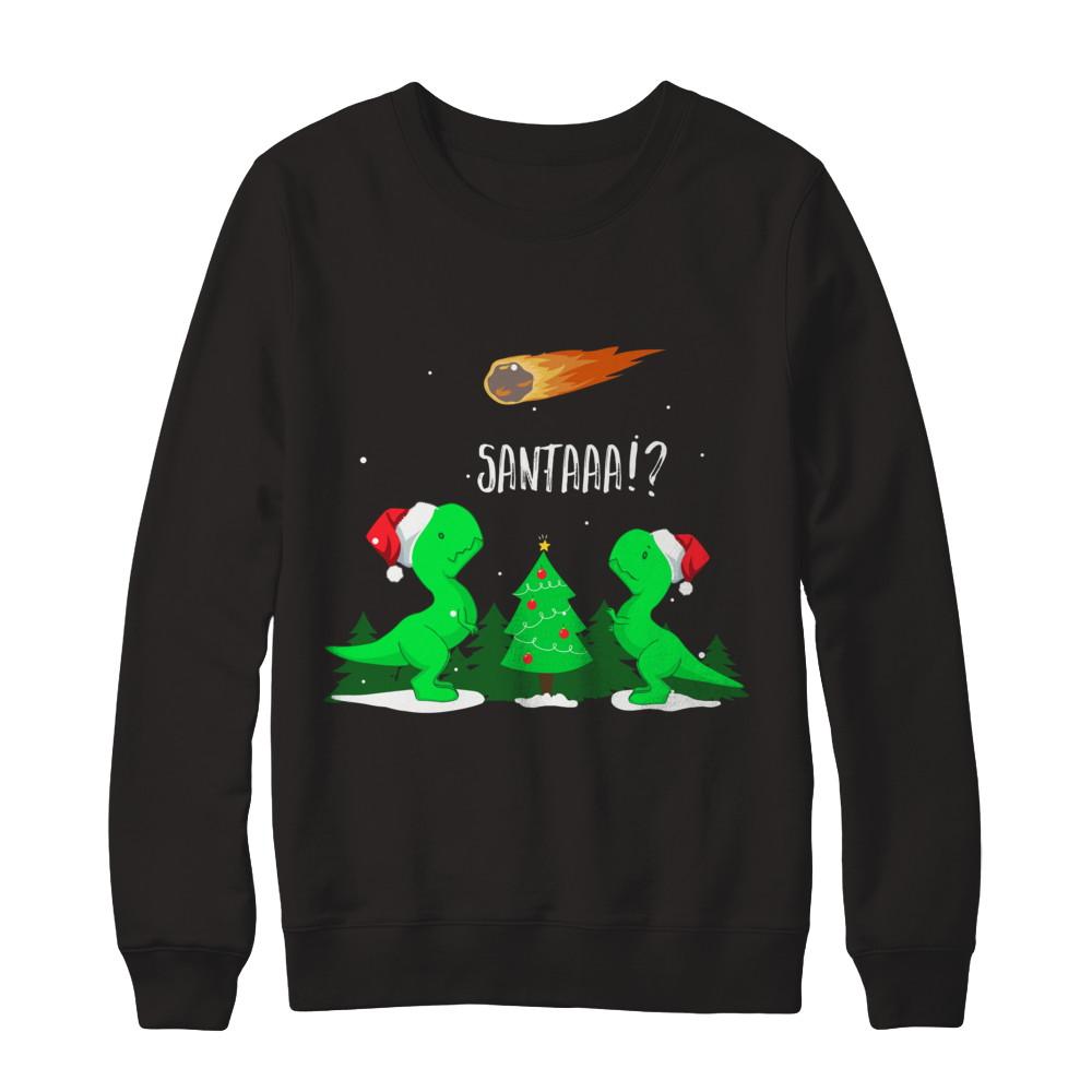 Funny Christmas Dinosaur Gift Cool Dinosaurs Lovers-T-Shirt & Sweatshirt-Crewneck Sweatshirt-Black
