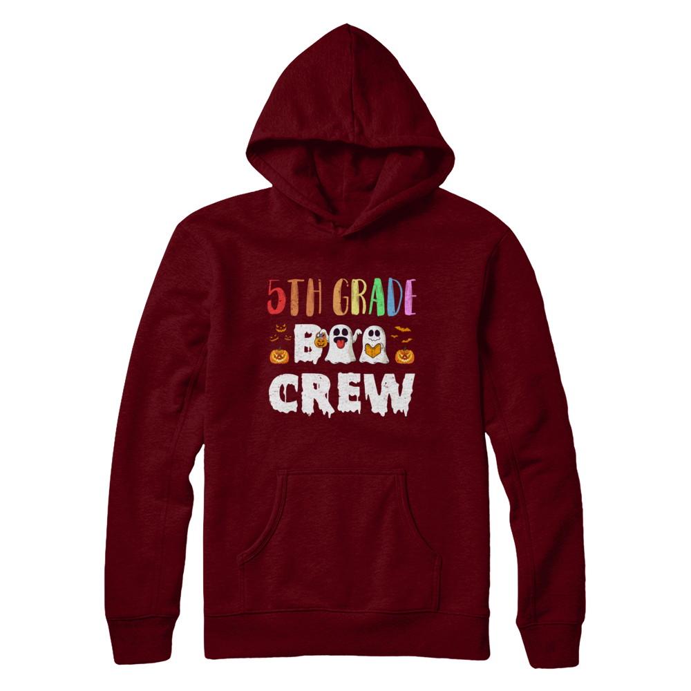 Cute Boo Crew 5th Grade Teacher Halloween-T-Shirt & Hoodie-Pullover Hoodie-Maroon