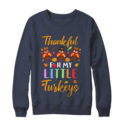 Thanksgiving Thankful For My Little Turkeys-T-Shirt & Sweatshirt-Crewneck Sweatshirt-Navy