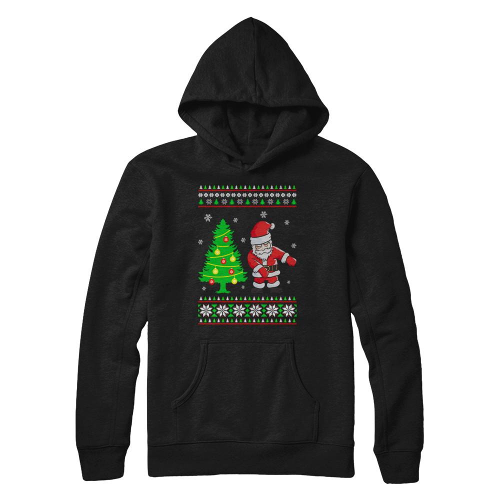 Floss Dance Flossing Santa Christmas Ugly Sweater-T-Shirt & Sweatshirt-Pullover Hoodie-Black
