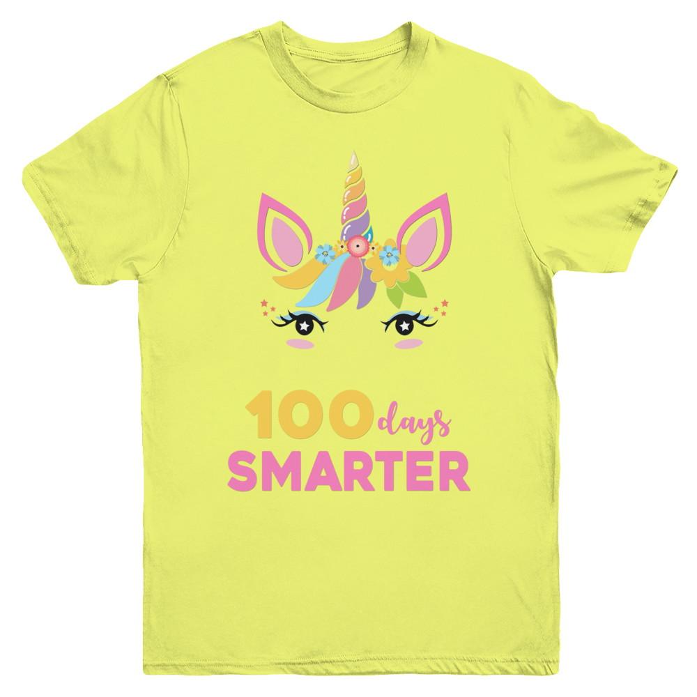 100 Days Smarter Of School Unicorn Girl Gifts Youth-Youth Shirt-Youth T-Shirt-Daisy