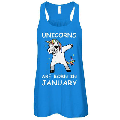 Unicorns Are Born In January Cute Dabbing-T-Shirt & Tank Top-Women's Flowy Racerback Tank-True Royal