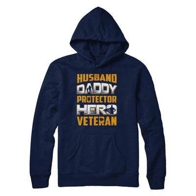 Husband Daddy Protector Hero Veteran-T-Shirt & Hoodie-Pullover Hoodie-Navy
