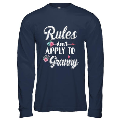 Grandmother Rules Don't Apply To Granny-T-Shirt & Hoodie-Long Sleeve T-Shirt-Navy