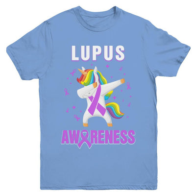 Inspirational Lupus Awareness Unicorn Support Youth-Youth Shirt-Youth T-Shirt-Carolina Blue