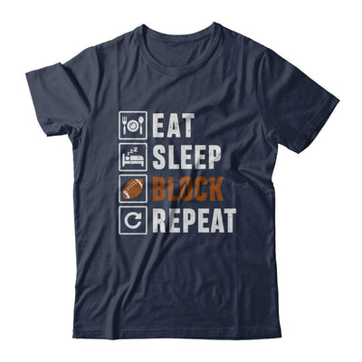 Funny Eat Sleep Block Repeat Football Gifts-T-Shirt & Hoodie-Classic T-Shirt-Navy
