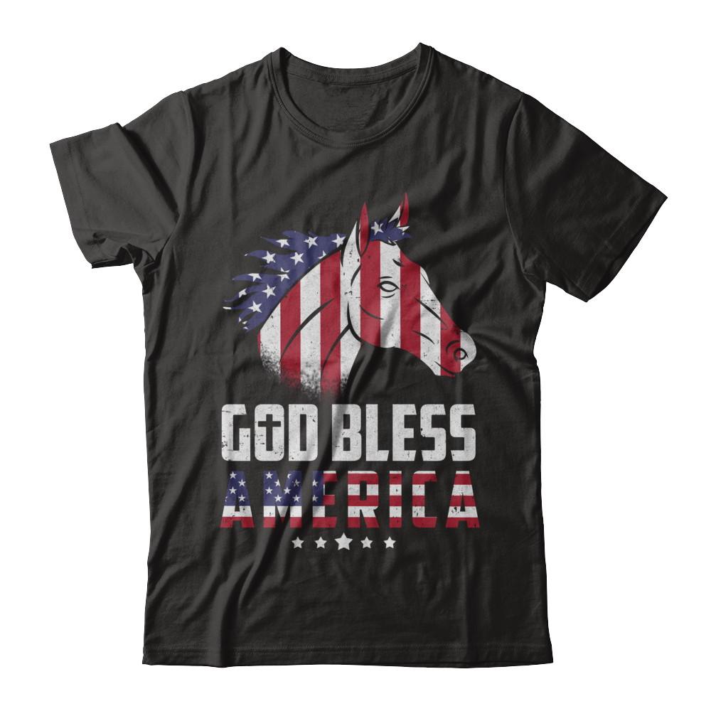 God Bless America Horse American Flag 4Th Of July