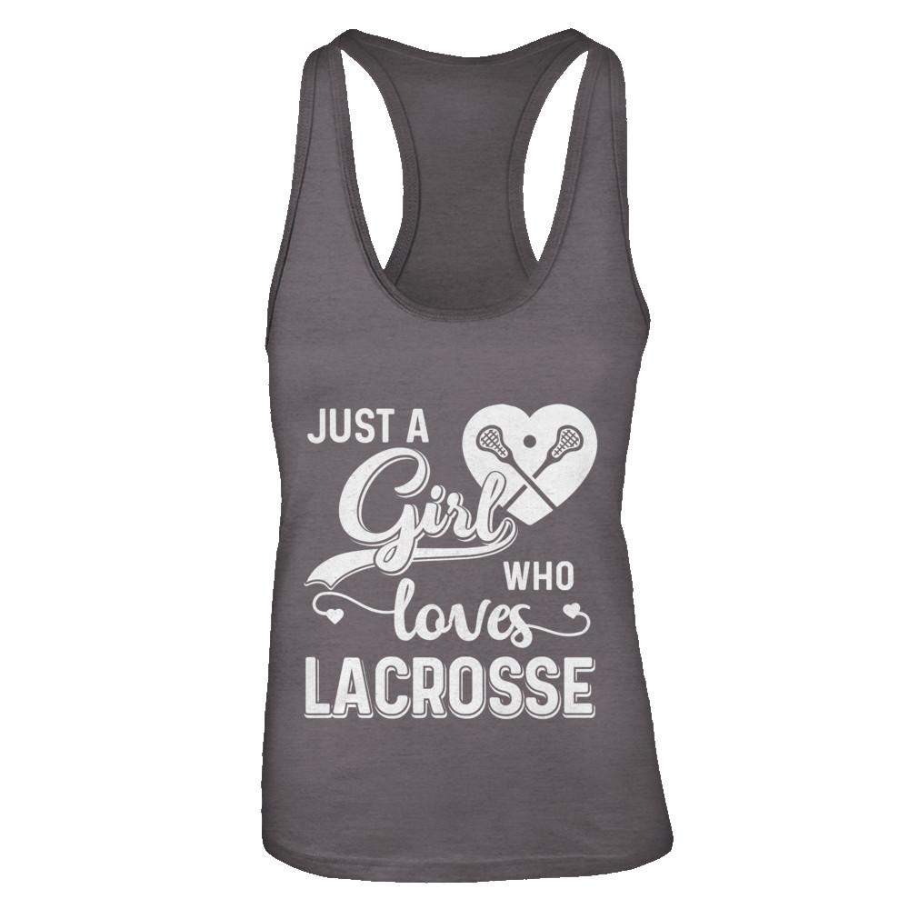 Just A Girl Who Loves Lacrosse-T-Shirt & Tank Top-Women's Ideal Racerback Tank-Dark Grey