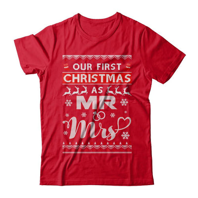 Couple Wife Husband Our First Christmas As Mr & Mrs Sweater-T-Shirt & Sweatshirt-Premium T-Shirt-Red