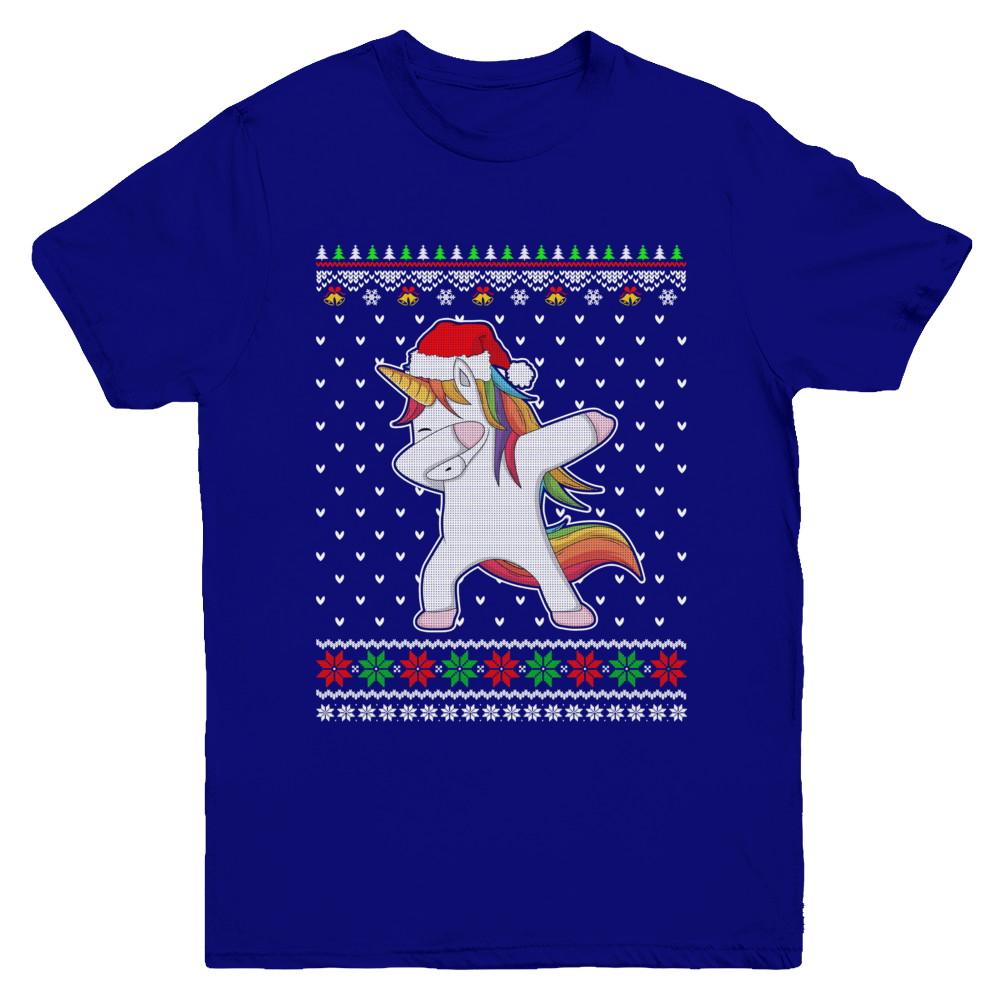 Dabbing Tangled Lights Ugly Christmas Sweater Girls Youth-Youth Shirt-Youth T-Shirt-Navy
