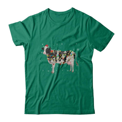 Vintage Cow Merry Christmas Light Led-T-Shirt & Hoodie-Classic T-Shirt-Kelly Green