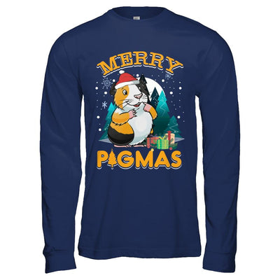 Merry Pigmas Funny Guinea Pig-T-Shirt & Hoodie-Long Sleeve T-Shirt-Navy