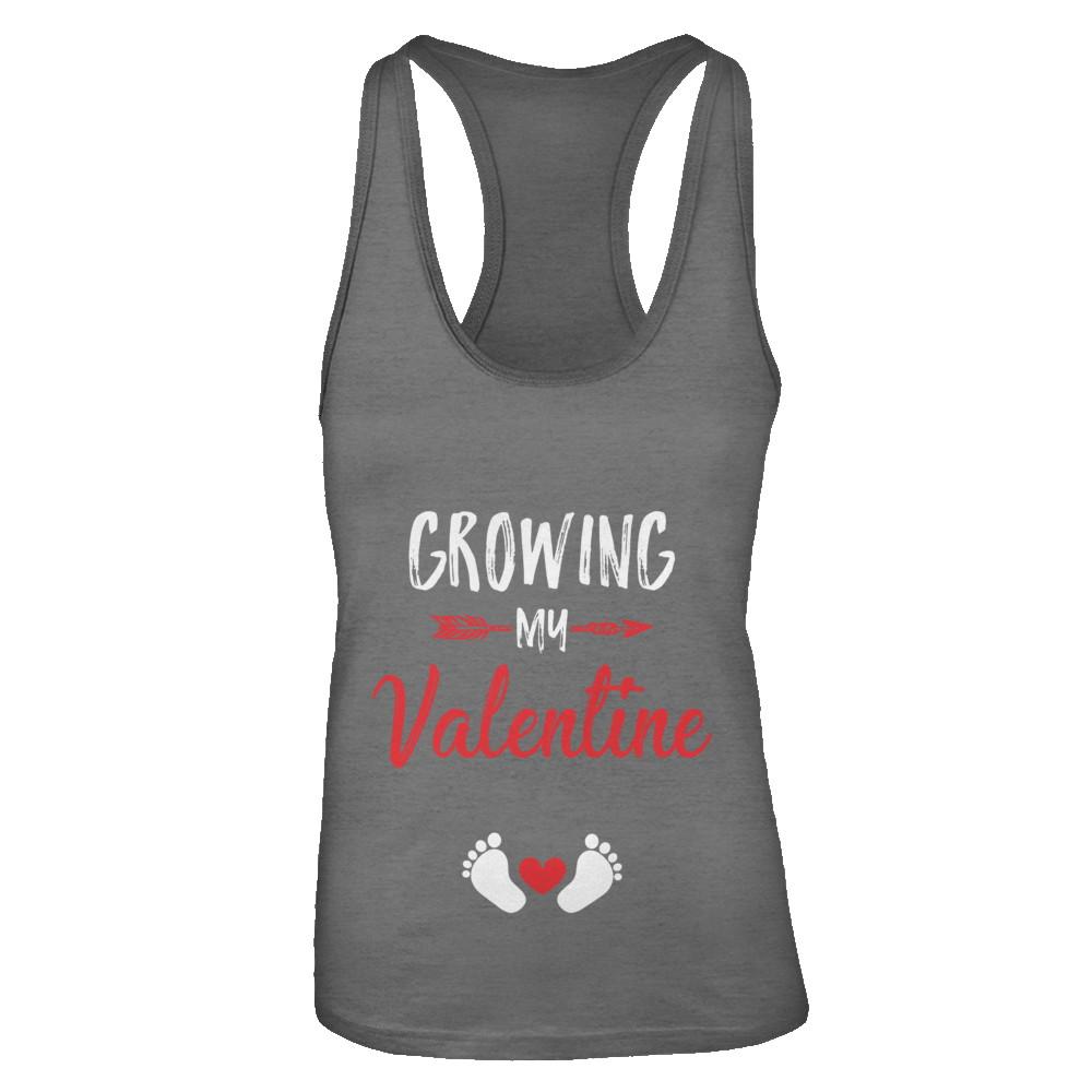Growing My Valentine Mom Pregnancy Gifts-T-Shirt & Tank Top-Women's Ideal Racerback Tank-Dark Grey