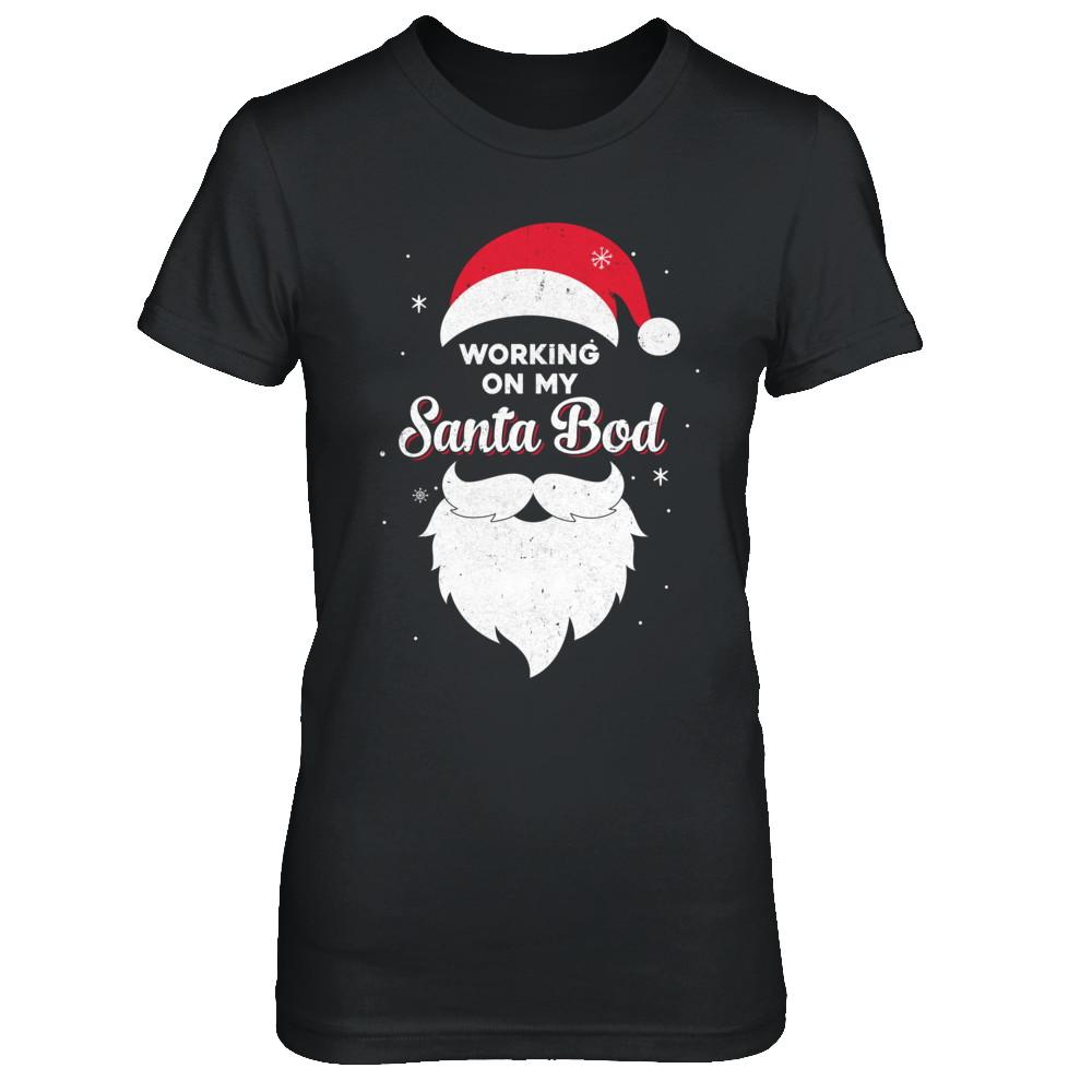 Working On My Santa Bod Pajamas Dad Papa Christmas-T-Shirt & Sweatshirt-Women's T-Shirt-Black
