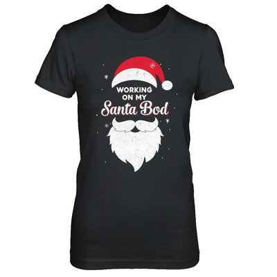 Working On My Santa Bod Pajamas Dad Papa Christmas-T-Shirt & Sweatshirt-Women's T-Shirt-Black
