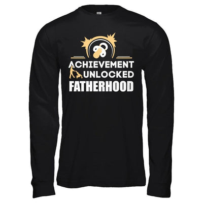 Achievement Unlocked Fatherhood First Time Dad-T-Shirt & Hoodie-Long Sleeve T-Shirt-Black