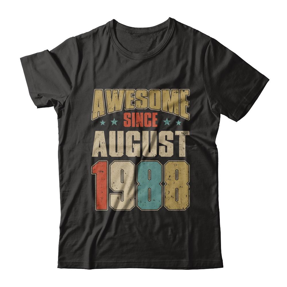 Vintage Retro Awesome Since August 1988 33th Birthday-T-Shirt & Hoodie-Premium T-Shirt-Black