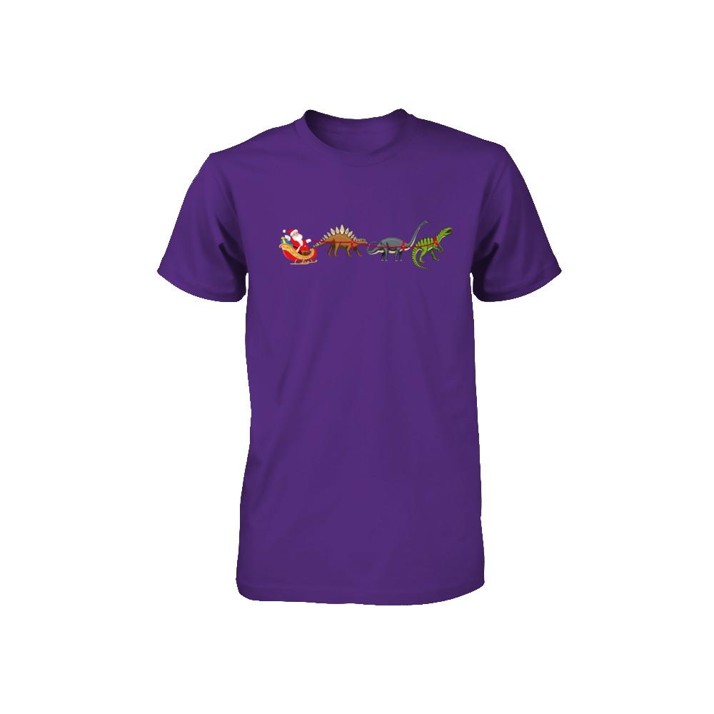 Xmas Cool Santa Sleigh Dinosaur Christmas Gift Youth-Youth Shirt-