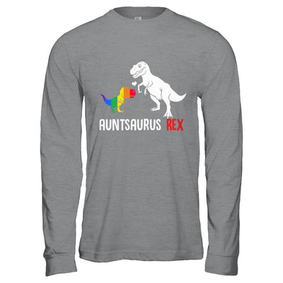Aunt Saurus Auntsaurus T-Rex Dinosaur LGBT Support-T-Shirt & Hoodie-Long Sleeve T-Shirt-Sport Grey