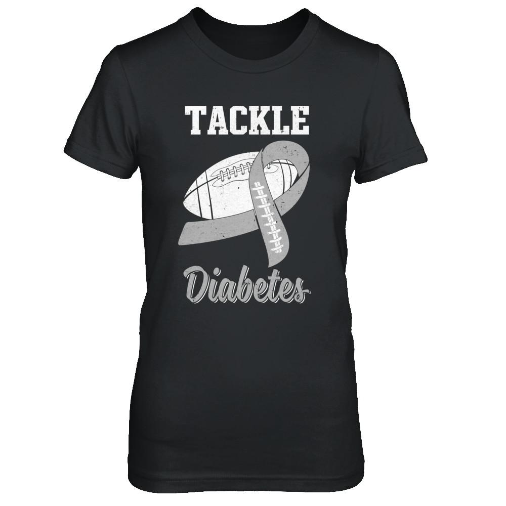 Football Survivor Tackle Gray Diabetes Awareness-T-Shirt & Hoodie-Women's T-Shirt-Black