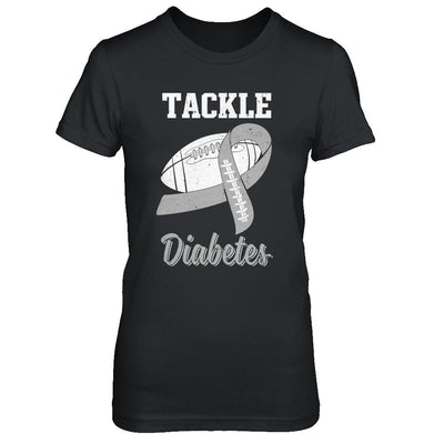 Football Survivor Tackle Gray Diabetes Awareness-T-Shirt & Hoodie-Women's T-Shirt-Black