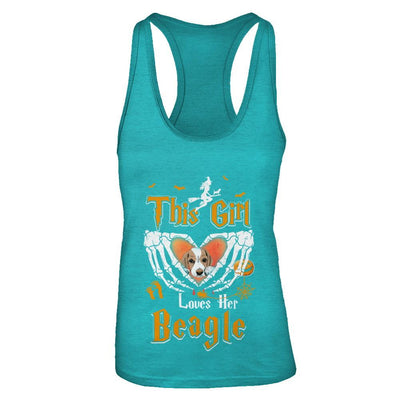 This Girl Love Her Dog Beagle Halloween-T-Shirt & Tank Top-Women's Ideal Racerback Tank-Tahiti Blue