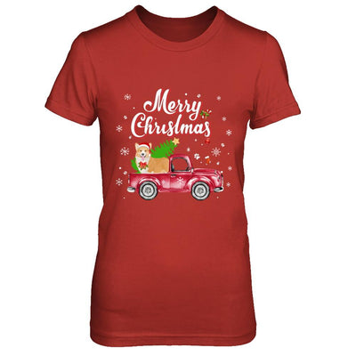 Corgi Retriever Rides Red Truck Christmas Pajama-T-Shirt & Sweatshirt-Women's T-Shirt-Red