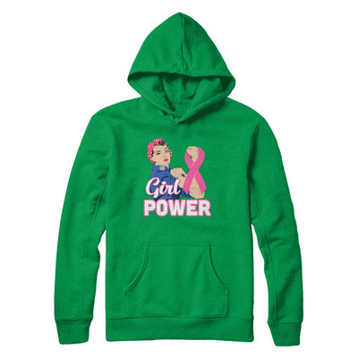Girl Power Breast Cancer Awareness Month-T-Shirt & Hoodie-Pullover Hoodie-Irish Green