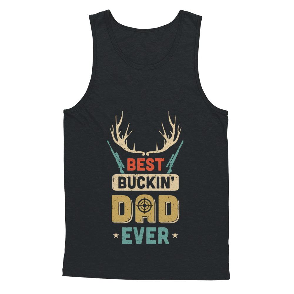 Vintage Best Buckin' Dad Ever Deer Hunting-T-Shirt & Hoodie-Unisex Tank-Black
