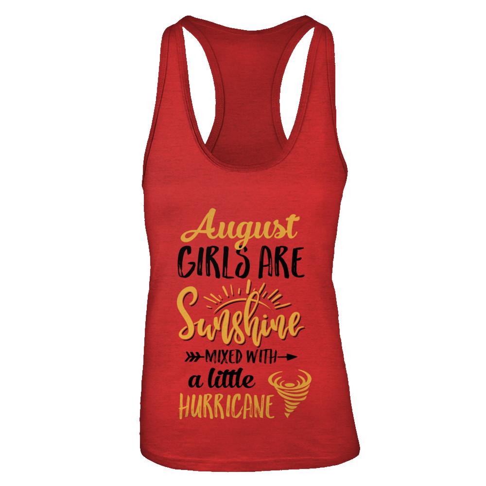 August Girls Sunshine Mixed With A Little Hurricane Birthday-T-Shirt & Tank Top-Women's Ideal Racerback Tank-Red