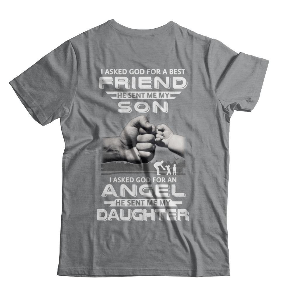 Asked God For A Best Friend He Sent Me My Son & Angel Daughter-T-Shirt & Hoodie-Classic T-Shirt-Sport Grey
