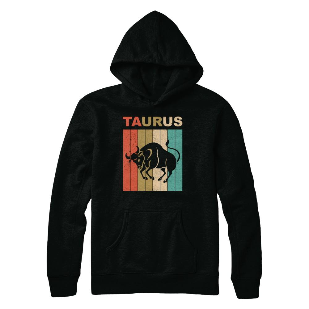 Vintage Taurus Zodiac April May Birthday Gift-T-Shirt & Hoodie-Pullover Hoodie-Black