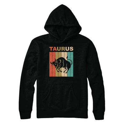 Vintage Taurus Zodiac April May Birthday Gift-T-Shirt & Hoodie-Pullover Hoodie-Black