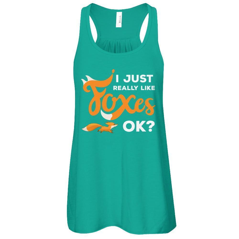 I Just Really Like Foxes Ok Fox-T-Shirt & Tank Top-Women's Flowy Racerback Tank-Kelly