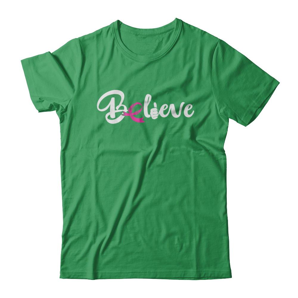 Believe Breast Cancer Awareness Fight-T-Shirt & Sweatshirt-Premium T-Shirt-Kelly Green