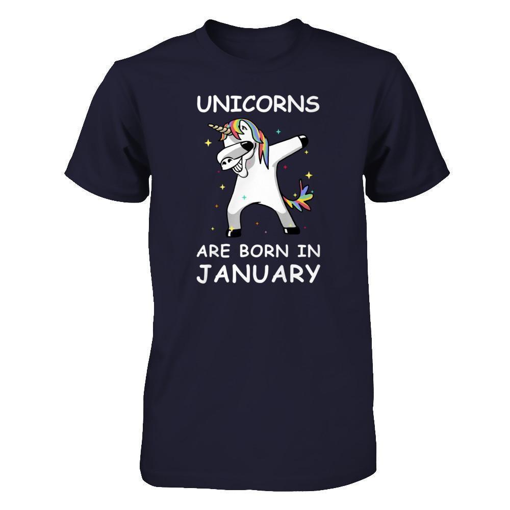 Unicorns Are Born In January Cute Dabbing-T-Shirt & Tank Top-Premium T-Shirt-Midnight Navy