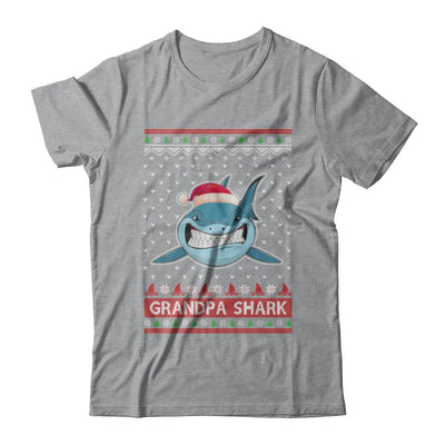 Santa Hat Grandpa Shark Ugly Christmas Sweater-T-Shirt & Sweatshirt-Classic T-Shirt-Sport Grey