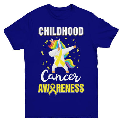 Inspirational Childhood Cancer Awareness Unicorn Support Youth-Youth Shirt-Youth T-Shirt-Navy