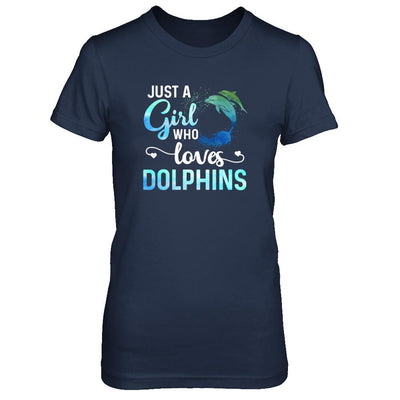 Just A Girl Who Loves Dolphins-T-Shirt & Tank Top-Women's T-Shirt-Navy