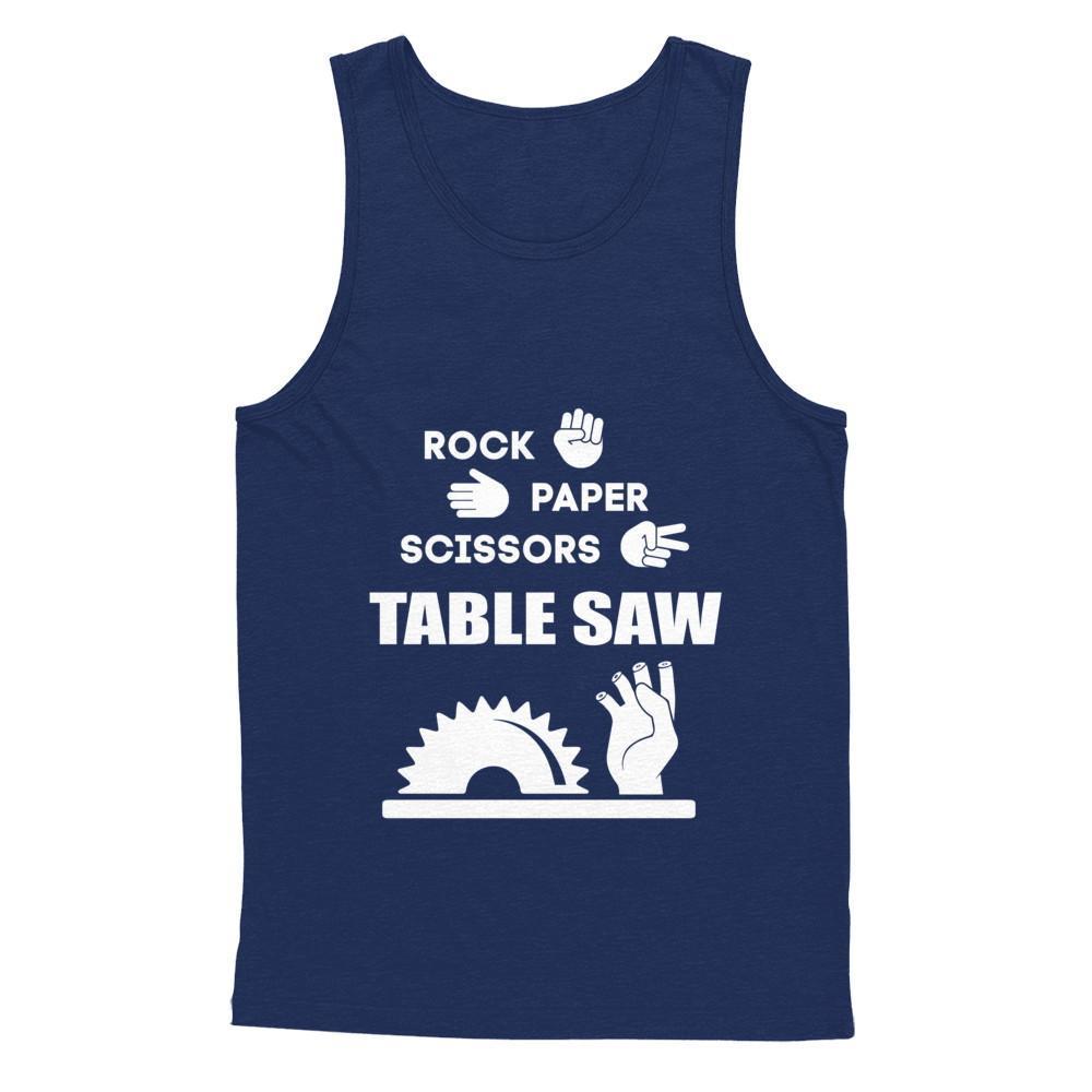 Rock Paper Scissors Table Saw-T-Shirt & Hoodie-Unisex Tank-Navy
