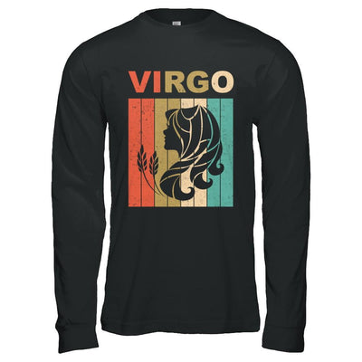 Vintage Virgo Zodiac August September Birthday Gift-T-Shirt & Hoodie-Long Sleeve T-Shirt-Black