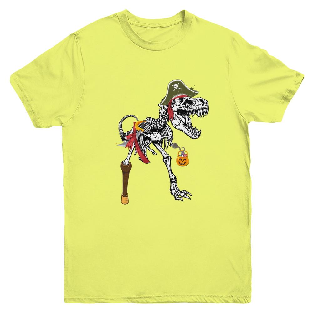 Dinosaurs T-Rex Skeleton Pirate Halloween Saurus For Kids Youth-Youth Shirt-Youth T-Shirt-Daisy