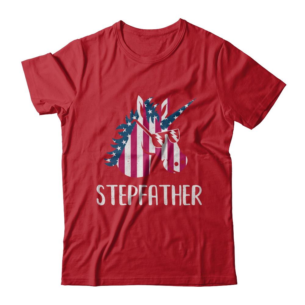 Patriotic Stepfather Unicorn Americorn 4Th Of July-T-Shirt & Hoodie-Classic T-Shirt-Red