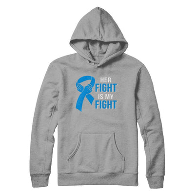 Her Fight Is My Fight Colon Cancer Blue Ribbon Awareness-T-Shirt & Hoodie-Pullover Hoodie-Light Steel