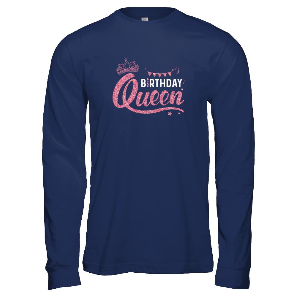 Birthday Queen Happy Party-T-Shirt & Tank Top-Long Sleeve T-Shirt-Navy
